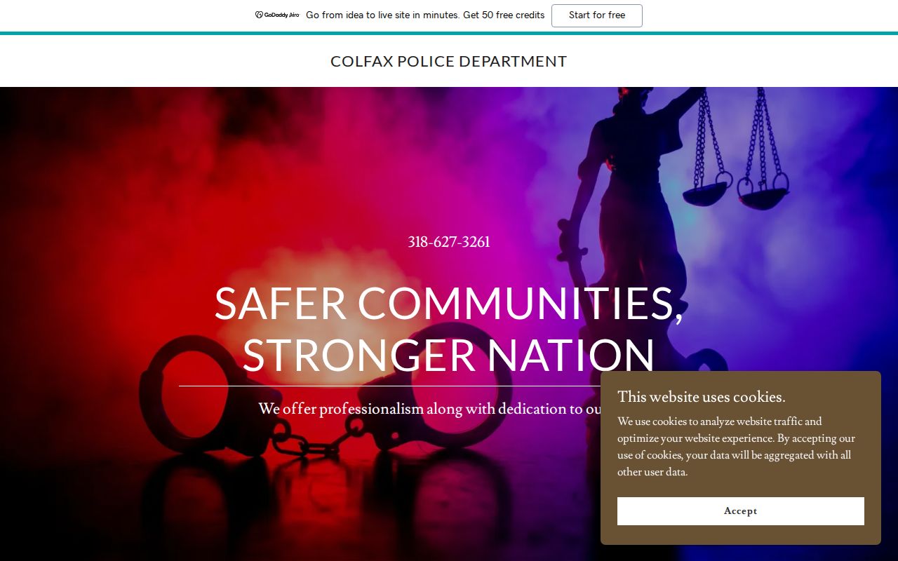 Colfax Police official source for Grant Parish arrest records